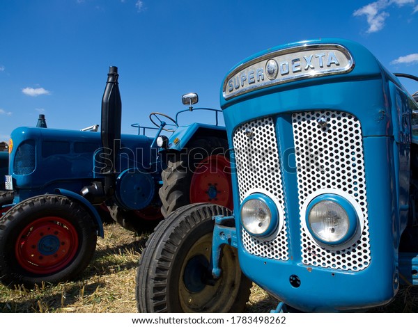 Borken,Germany-07/19/2014: many old tractors\
in the german\
muensterland