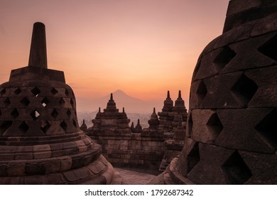 Borobudur Or Barabudur Mahayana Buddhist Temple In Java Indonesia