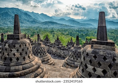 Borobudur Buddhist monument in Central Java, Indonesia