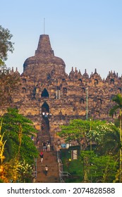 Borobudur Buddist Temple in island Java Indonesia - travel and architecture background