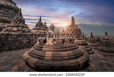 Borobudur Temple at Yogyakarta Java Indonesia. Borobudur Temple is one of the most visited temple in Indonesia.