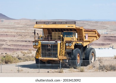 Boron, California, USA - September 17, 2021: Image Of A Vintage Ore Truck Shown On Display At The Rio Tinto Mine.