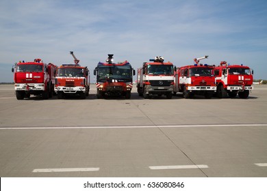 Boryspil, Ukraine - APRIL 27, 2017: Fire Trucks. Airport Firefighting Service.