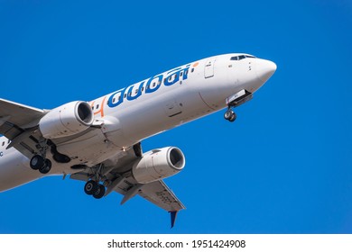 Boryspil, Ukraine - March 10, 2021: Flydubai Boeing 737-8KN