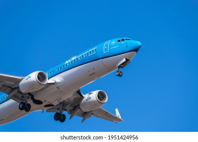 Boryspil, Ukraine - March 10, 2021: KLM Boeing 737 NG