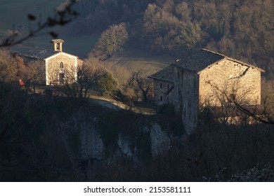 Borzano, Albinea, Reggio Emilia, Emilia Romagna, Italy: 06.02.2018; aerial view of Borzano castle