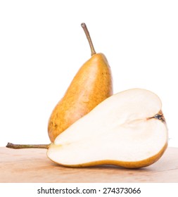 Bosc Pear Fruit On Wooden Surface