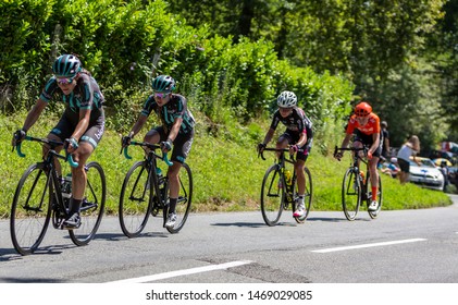 Bosdarros, France - July 19, 2019: Group Of Female Cyclists Riding In Bosdarros During La Course By Le Tour De France 2019