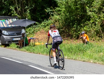 Bosdarros, France - July 19, 2019: The Canadian Female Cyclist Karol-Ann Canuel Of  Boels Dolmans Cycling Team Rides In Bosdarros During La Course By Le Tour De France 2019