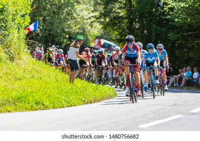 Bosdarros, France - July 19, 2019: The Feminine Peloton Riding In Bosdarros During La Course By Le Tour De France 2019