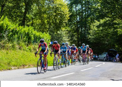 Bosdarros, France - July 19, 2019: The Feminine Peloton Riding In Bosdarros During La Course By Le Tour De France 2019