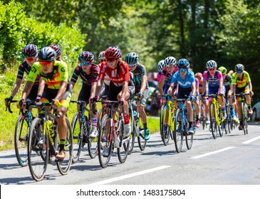 Bosdarros, France - July 19, 2019: The Feminine Peloton Riding In Bosdarros During La Course By Le Tour De France 2019