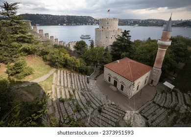 The Bosphorus above Rumeli Fortress Walls in Istanbul, Turkey. - Shutterstock ID 2373951593