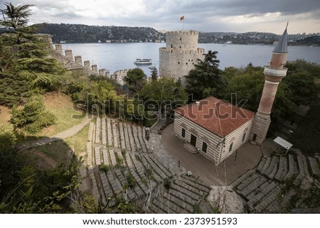 The Bosphorus above Rumeli Fortress Walls in Istanbul, Turkey.