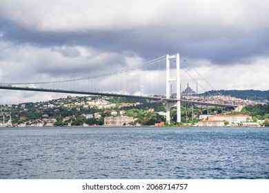 Bosphorus Bridge Between Europe And Asia In Istanbul. Side View.