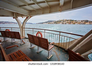 Bosphorus Cruise On The Ferry, Empty Shops Overlooking The Bay