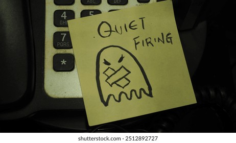 Boss from Hell: Yellow note placed on phone keys, with hand-written words 