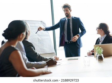 Boss presenting innovative ideas to the team. Corporate executives have a formal meeting in the boardroom to brainstorm new strategy. Office meeting with communication between the staff and manager. - Shutterstock ID 2188929723