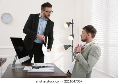 Boss Scolding Employee In Office. Toxic Work Environment