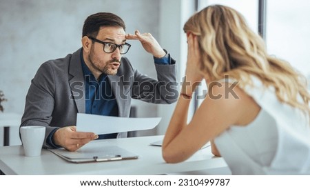 Boss threatening with finger his employee in office. Angry mean boss yelling at employee for missing deadline, executive manager scolding ineffective salesman showing bad work results