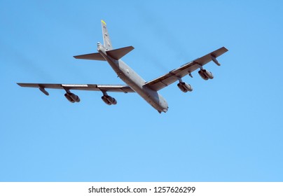 BOSSIER CITY, LOUISIANA, U.S.A.- DEC. 4, 2018: A U.S. Air Force B-52 Bomber From Barksdale Air Force Base Flies Over The City.