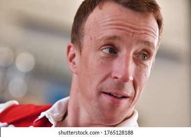 Bostalsee, Germany - 08.23.2019: WRC ADAC Rallye Deutschland . Kris Meeke - Toyota Yaris WRC - Toyota Gazoo Racing WRT