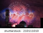 The Boston 4th of July fireworks, taken from Thomas Park at the top of Dorchester Heights in South Boston.