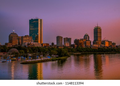 Boston Back Bay Sunset Purple