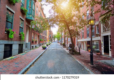 Boston Beacon Hill At Sunset