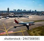 Boston behind Logan Airport with planes