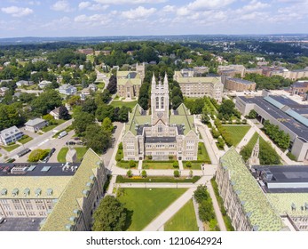 Boston College Gasson Hall aerial view, Newton, Massachusetts, USA.