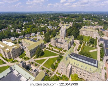 Boston College Gasson Hall Aerial View, Newton, Massachusetts, USA.