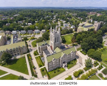 Boston College Gasson Hall Aerial View, Newton, Massachusetts, USA.