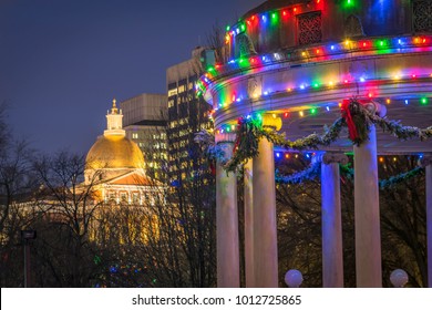 Boston Common Decorated In Christmas Lights For The Holidays