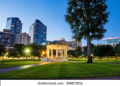 The Boston Common At Night In Boston MA, USA