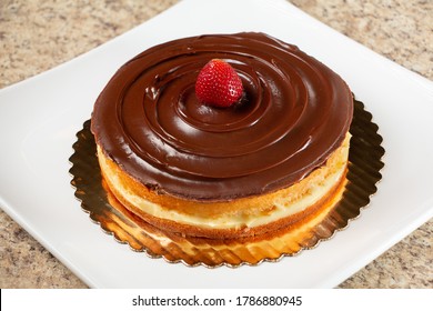 Boston Cream Pie Cake On Plate