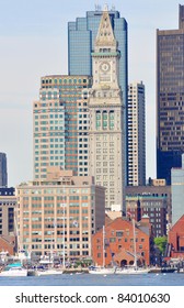 Boston Custom House And Long Wharf In Financial District, Boston, Massachusetts, USA