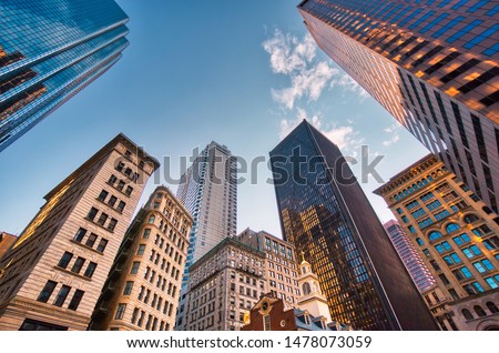 Boston downtown financial district and city skyline