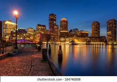 Boston harbor evening view