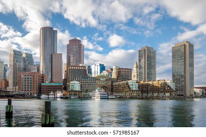 Boston Harbor Financial District Skyline Boston Stock Photo 571985167 ...