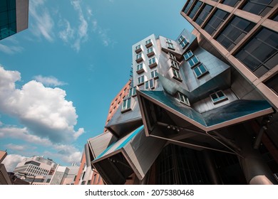 BOSTON - JULY 14: Ray and Maria Stata Center on the campus of MIT July 14, 2019 in Boston, MA. The academic complex was designed by Pritzker Prize-winning architect Frank Gehry.