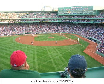 Boston - July 2008: Watching A Red Sox Game At Historic Fenway Park From Green Monster In Left Field In July 2008.