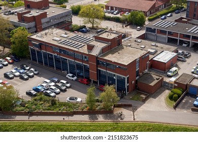 Boston, Lincolnshire, UK 04 30 2022 Aerial view of a police station