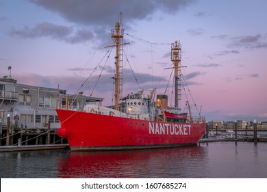 Boston, MA - 12/7/19: The Light Ship Nantucket Is Temporarily Docked In Downtown Boston For The Winter