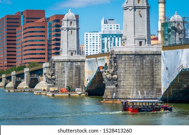 Boston, MA - 81916: A Duck Boat Tour Passes Under The Longfellow Bridge