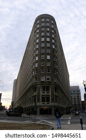 Boston, MA - January 27 2018: Exterior Of The Park Plaza Building In Downtown Boston