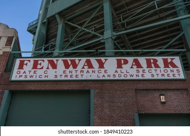 Boston, MA, USA, 2020-09-05: Fenway Park Sign On Stadium Exterior