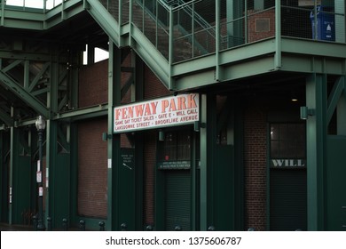 Boston, MA USA  April 14th 2019. 

Fenway Park Sign At Side Entrance In Boston. 