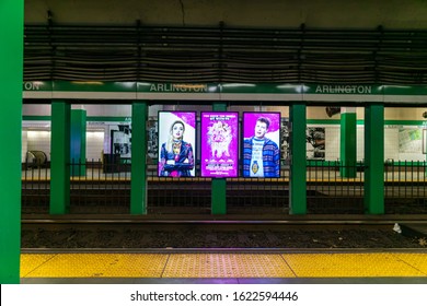 Boston MA USA - Jan 19 2020 - Arlington Station, Boston MBTA Green Line