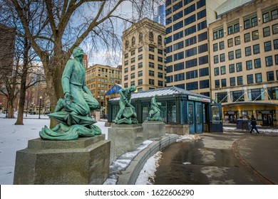 Boston, MA, USA - Jan 19 2020 - Boston MBTA Red Line Park Street Station